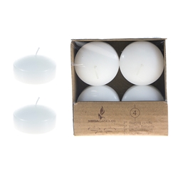 Mega Candles - 4 pcs 2" Unscented Floating Disc Candle - White