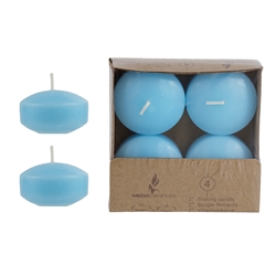 Mega Candles - 4 pcs 2" Unscented Floating Disc Candle - Light Blue