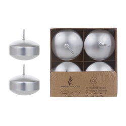 Mega Candles - 4 pcs 2" Unscented Floating Disc Candle - Silver