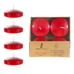 Mega Candles - 4 pcs 3" Unscented Floating Candles - Red