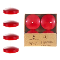 Mega Candles - 4 pcs 3" Unscented Floating Candles - Red