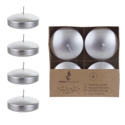 Mega Candles - 4 pcs 3" Unscented Floating Candles - Silver