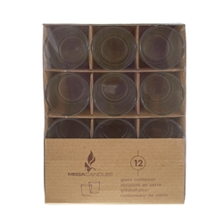 Mega Candles -12 pcs Glass Container in Brown Box - Clear