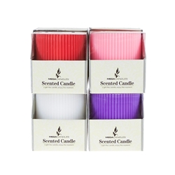 Mega Candles - 4 pcs 3" x 3" Scented Ribbed Pillar Candle in Box - Asst
