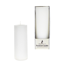 Mega Candles - 2" x 5" Scented Ribbed Pillar Candle in Box - White