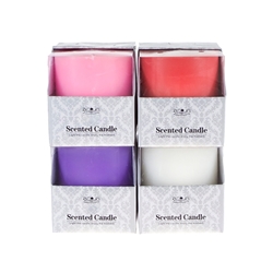 Mega Candles - 4 pcs 3" x 3" Scented Round Pillar Candle in Box - Asst