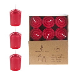 Mega Candles -12 pcs 15 Hours Unscented Votive Candle in Brown Box - Red