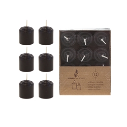 Mega Candles - 12 pcs 8 Hours Unscented Votive Candle in Brown Box - Black