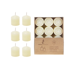 Mega Candles -12 pcs 8 Hours Unscented Votive Candle in Brown Box - Ivory