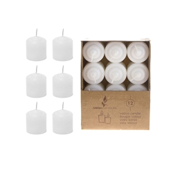 Mega Candles -12 pcs 8 Hours Unscented Votive Candle in Brown Box - White