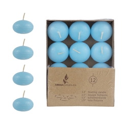 Mega Candles - 12 pcs 1.5" Unscented Floating Disc Candle in Brown Box - Light Blue