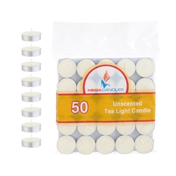 Mega Candles - 50 pcs Unscented Tea Light Candle in Bag - Ivory