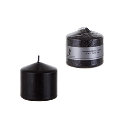 Mega Candles - 3" x 3" Unscented Domed Top Press Pillar Candle in Shrink Wrap - Black