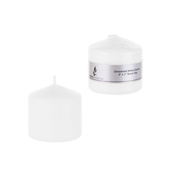 Mega Candles - 3" x 3" Unscented Domed Top Press Pillar Candle in Shrink Wrap - White
