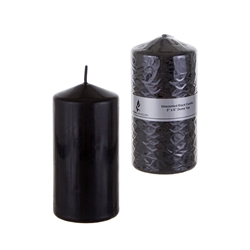 Mega Candles - 3" x 6" Unscented Domed Top Press Pillar Candle in Shrink Wrap - Black