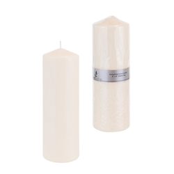 Mega Candles - 3" x 9" Unscented Domed Top Press Pillar Candle in Shrink Wrap - Ivory