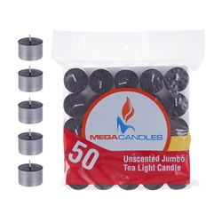 Mega Candles - 50 pcs Unscented Jumbo Tea Light Candle in Bag - Black