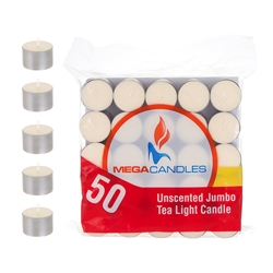Mega Candles -50 pcs Unscented Jumbo Tea Light Candle in Bag - Ivory