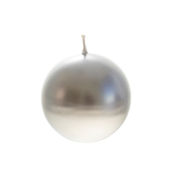 Mega Candles - 3" Unscented Round Ball Candle - Silver