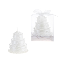 Mega Favors - Three Tier Wedding Cake Candle in Gift Box - White