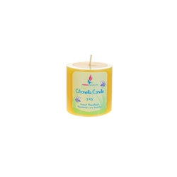 Mega Candles - 3" x 3" Round Citronella Pillar Candle in Shrink Wrap - Yellow