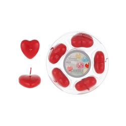 Mega Candles - 5 pcs Scented Floating Heart Candle in Clear Box - Red