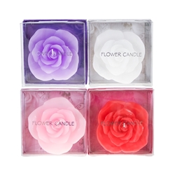 Mega Candles - 4 pcs Rose Petal Floating Scented Candle in Clear Box - Asst