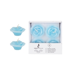 Mega Candles - 4 pcs 2" Unscented Floating Flower Candle in White Box - Light Blue