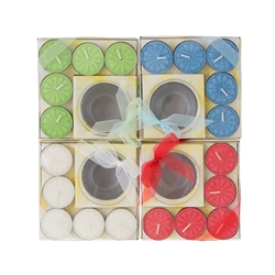 Mega Candles -5 pcs Tea Light Candle with Glass Holder in Clear Box - Asst
