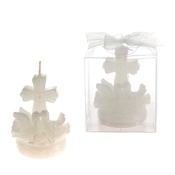 Mega Candles - Pair of Doves with Cross Candle in Clear Box