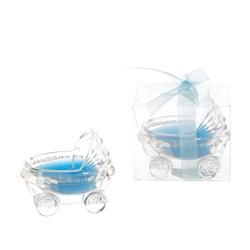 Mega Candles -Glass Baby Carriage Scented Candle in Gift Box - Blue