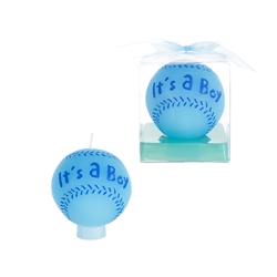 Mega Candles -Baby Baseball Candle in Gift Box - Blue