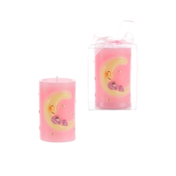Mega Candles -Baby Sleeping with Stars Pillar Candle - Pink