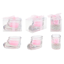 Mega Candles -Glass Baby Shoe Scented Candle in Gift Box - Blue