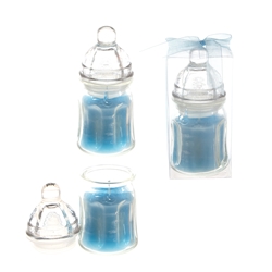 Mega Candles -Glass Baby Bottle Scented Candle - Blue