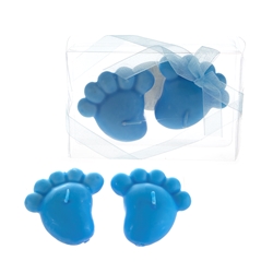 Mega Candles - Baby Footprints Floating Candle in Clear Box - Blue