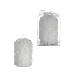 Mega Favors - Rose Round Pillar Candle in Gift Box - White