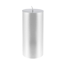 Mega Candles - 3" x 6" Unscented Round Pillar Candle - Silver