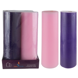 Mega Candles - 4 pcs 3" x 9" Unscented Advent Pillar Candle - Asst