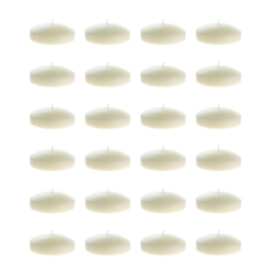 Mega Candles - 24 pcs 3" Unscented Floating Disc Candles - Ivory