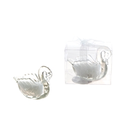 Mega Favors - Glass Swan Candle in Gift Box - White