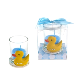 Mega Favors - Rubber Duck Poly Resin Candle Set in Gift Box - Blue