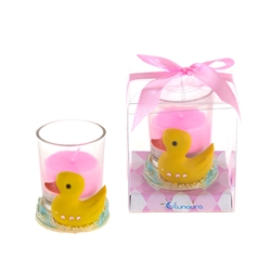 Mega Favors - Rubber Duck Poly Resin Candle Set in Gift Box - Pink