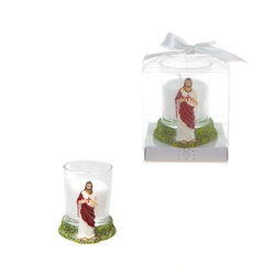 Mega Favors - Jesus Poly Resin Candle Set in Gift Box - White