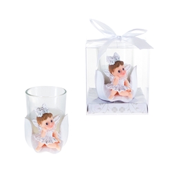 Mega Favors - Fairy Poly Resin Candle Set in Gift Box - White