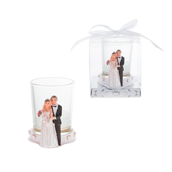 Mega Favors - Wedding Couple Standing Poly Resin Candle Set in Gift Box - White