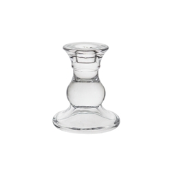 Mega Candles - 4" Taper Glass Candle Holder - Clear