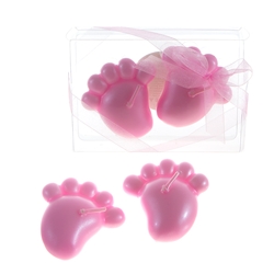 Mega Candles - Baby Footprints Floating Candle in Clear Box - Pink