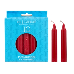 HS Candles - 10 pcs 4" Unscented Household Taper Candle - Red