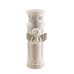 Mega Vases - Praying Angel with Wings Porcelain Round Vase - Matte White